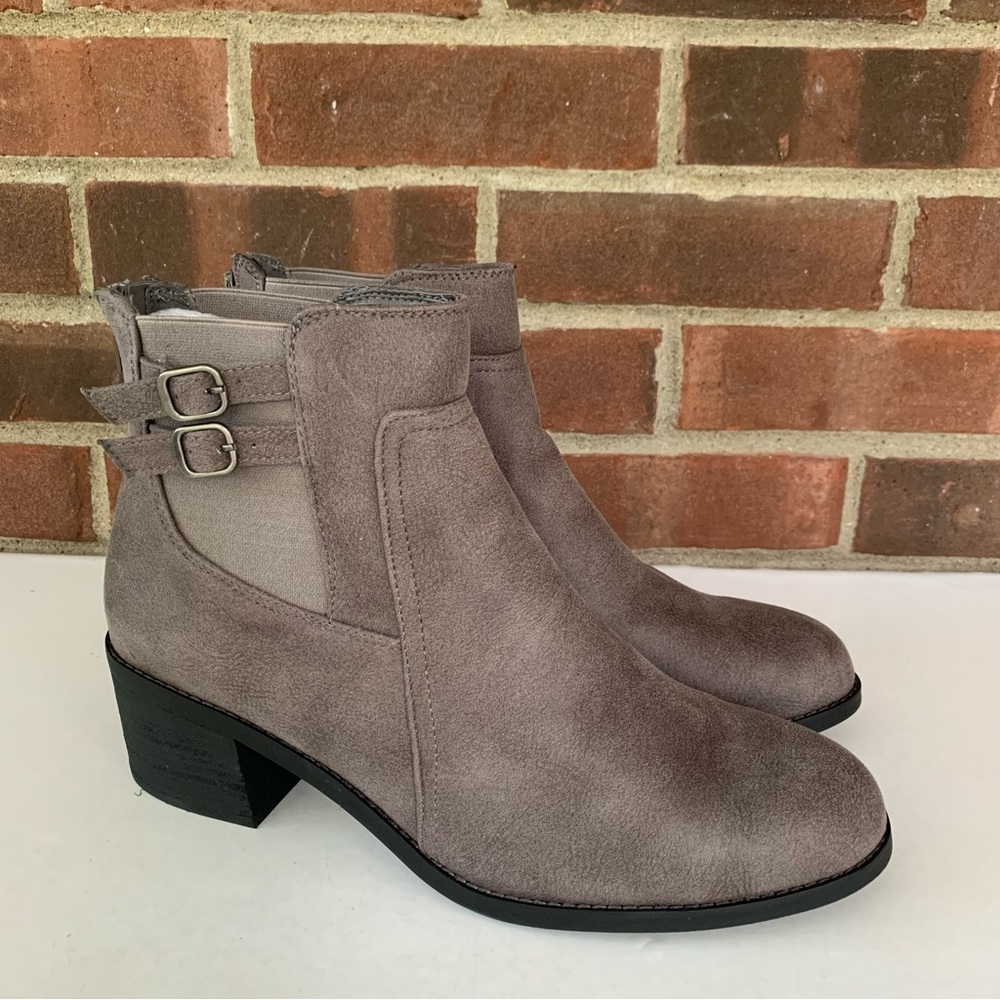 Bella Vita Womens Merilyn Gray Faux Leather Block Heel Ankle Boots Shoes US 10 M